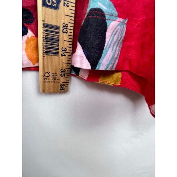 Sigrid Olsen Womens Med Red Floral  100% Linen A-Line Sleeveless Summer Dress - Picture 5 of 9